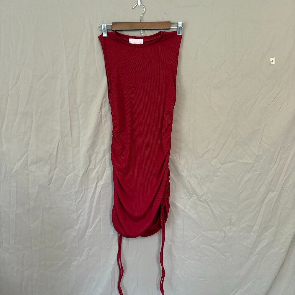 C+D+M Collections Red Stretchy Sleeveless Adjustable Ribbed Dress Women's Medium